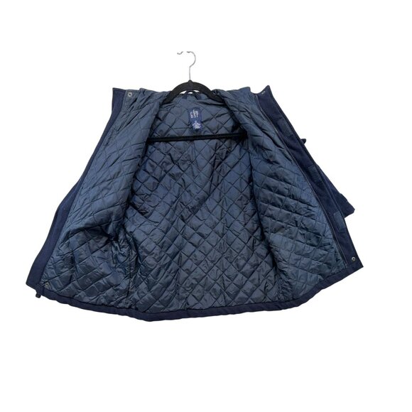 Gap Kids Wool-Blend Hooded Coat XS (S) Navy Quilted Lining & Large Pockets - Picture 10 of 10